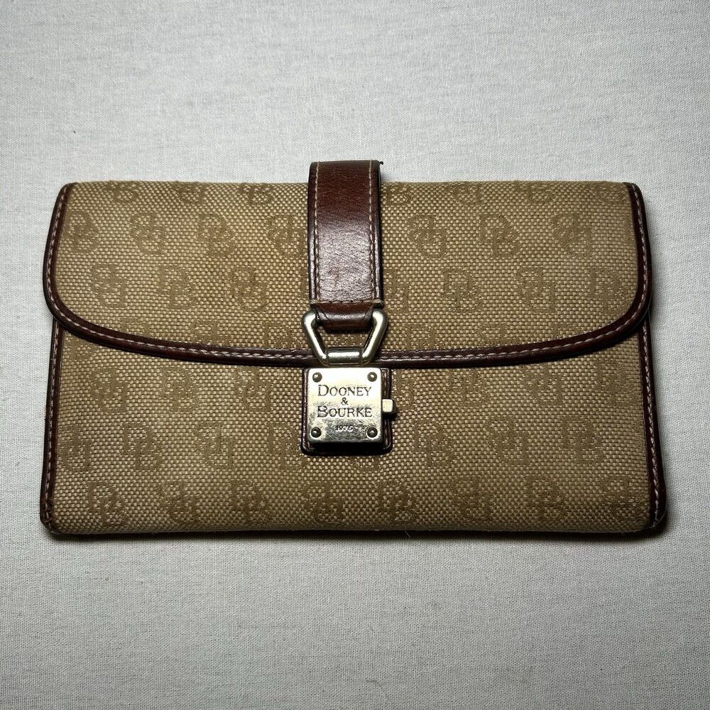 VTG Dooney & Bourke Signature Monogram Canvas and Leather Wallet